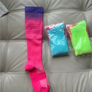 Vibrant Multicolor Women's Lightweight Compression Socks- 3 pairs